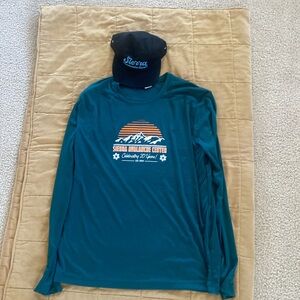 XL green long sleeved shirt UPF 50 & black adjustable baseball cap combo